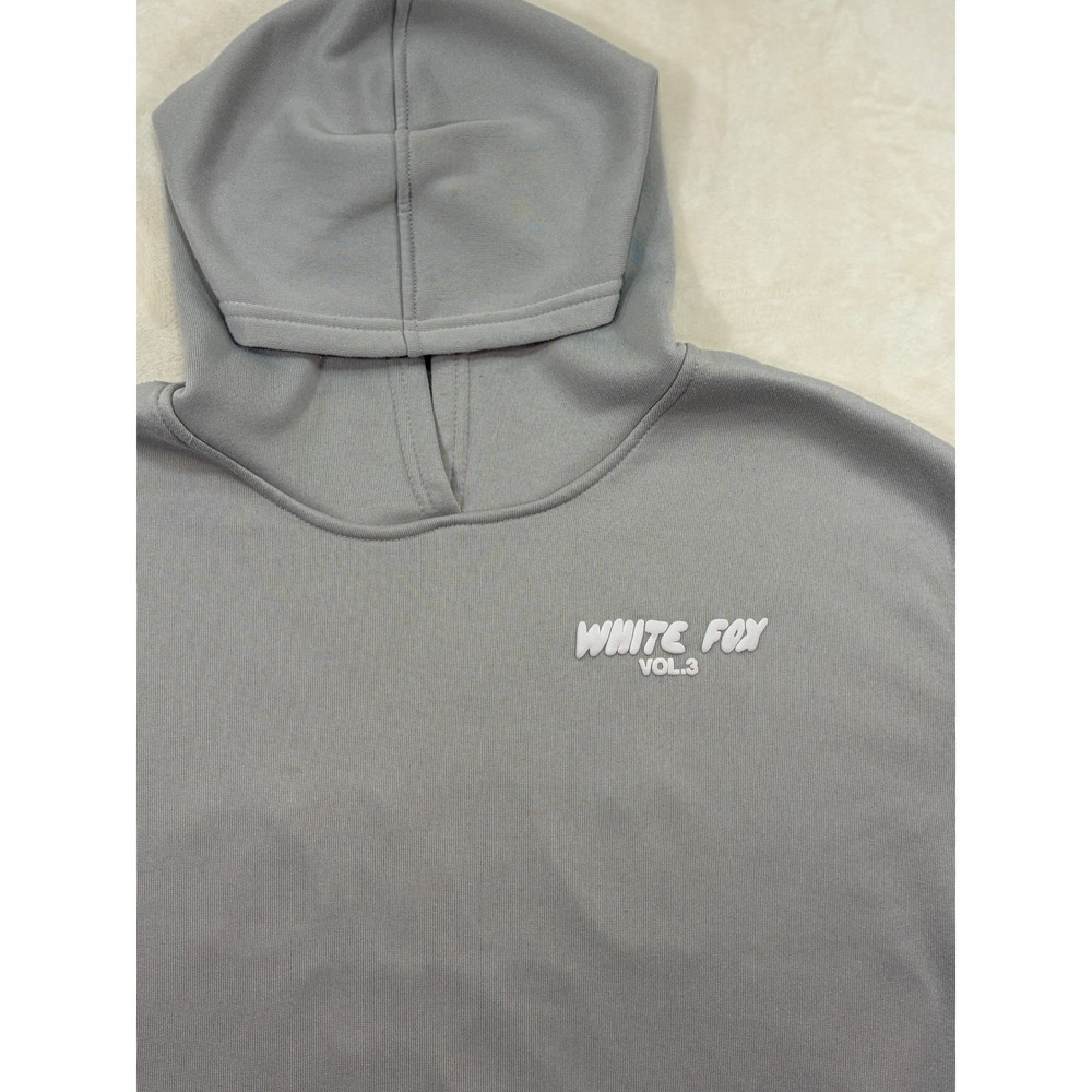 White Fox Grey Vol.3 Logo Oversized Fleece Hoodie Womens M Good